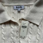 525 America  Ivory Cable Knit Polo Sweater Shirt Size X-Large NWT Photo 2