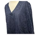 EXPRESS Tops Womens XL Navy Blue Cotton Eyelet V Neck Cottagecore Boho Feminine Photo 3