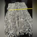 Women's crochet macrame open Knit long fringe Vest no tags see pics boho Green Photo 3