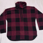 Adrienne Vittadini red and black buffalo plaid hooded cardigan Photo 0