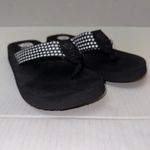 Yellow Box Black Polka Dot Flip Flops Womens 8 Black White Dot Sandals Flat Photo 1
