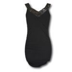 Wet Seal Black Bodycon Dress Sequin Accent Evening Cocktail Neck M Photo 2
