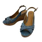 Apt. 9 Blue  Open Toe Wedges High Heels Beach Coastal Vacation Party Photo 0