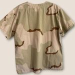 Women's Size Large Camouflage Medical Scrub Top Nurse Healthcare Thick Brown Photo 3