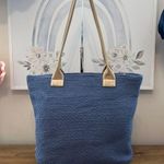 The Sak  Elliott Lucca Blue and Tan Hand Crochet Tote Photo 0