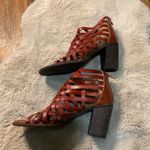 Free People Farylrobin  Sandal Woven Brown Leather Size 10 Heeled Open‎ Toe Photo 5