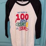Teacher 100 Days of School Raglan Shirt with Colorful Print White Size M Photo 0