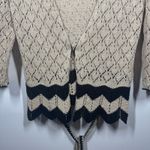 Loft Cardigan Women XL Beige Black Lace Crochet Tie Waist Topper Sweater Boho Tan Photo 5