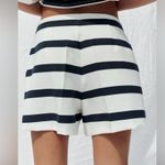 ZARA  pleated striped shorts navy blue and white Photo 2