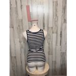 Old Navy Perfect Tank Top | Navy & White Striped Stretch Ribbed Tank – Size Larg Photo 3