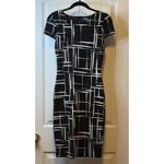 Lu Lus Black White Geometric Print‎ Short Sleeve Sheath Dress Size S Trendy # Photo 3