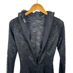 SKIMS Lace Turtleneck Mini Dress Black Sheere Floral Long Sleeve Size Small Photo 12