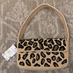 NWT Cheetah Leopard Print Beaded Shoulder Bag America and Beyond Nude Black Gold Tan Photo 0