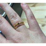Boutique NEW‎ Women's Dainty Gold Filled Black & Synthetic Diamond Ring Size 7 Photo 5