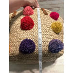 Thacker NYC Straw Shoulder Bag Pom Poms Beach Pool Boho Tan Photo 7