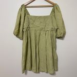 Abercrombie & Fitch  Emerson Mini Dress Size XL Poplin Puff Sleeve Green Ruched Photo 1