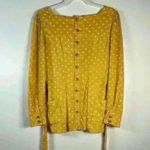 Maeve | Anthropologie Moana Linen Blend Button Back Belted Blouse Size 2 Gold Photo 5