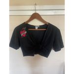 Contempo Casuals Vintage 90's Tie Front Tattoo Crop Top GRUNGE GOTH Tee Heart Photo 2