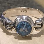 Sterling Silver Blue Spinel Solitaire Ring Sz 7.25 Photo 2