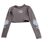 Civil Regime Long Sleeve Crop Top Roses Flames Graphic Designed in LA Small Brown Photo 0