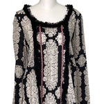 Kookai Vintage  Rayon Print Blouse w/accent trim. Size 38/Small‎ Black Cream Photo 0