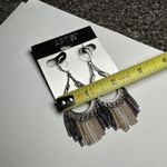 Apt. 9 Tri Tone & Brown Rhinestone Dangle Drop Chain Fringe Pierced Earrings NWT Photo 3