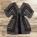 B. Smart  Boho Paisley Kimono Sleeve Dress Black Red White Elastic Waist Sz 12 Photo 4