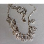Source Unknown Snazzy Matte Silver Tone Glittering Medallions 16" Link Chain Party Necklace Photo 2