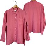 J.Jill  Love Linen Long Sleeve Button Down Shirt Blouse Women's Medium Pink Photo 1
