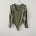 Nuuds Olive Green Long Sleeve Scoop Neck Bodysuit Size Small Photo 1