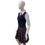 Vintage 1970s Butte Knit Navy Blue Plaid Drop waist Dress Cardigan Knit Set M Size M Photo 12