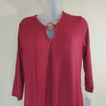 Thyme + Honey  Plum Swing Dress Size L Chest Cutout Wood Accent Long Sleeve Photo 5