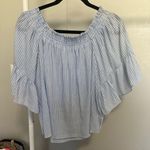 H&M Blue and White Striped Off The Shoulder Shortsleeved Blouse size 4 Photo 2
