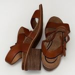 Aetrex  Kristin Cognac Heel Sandal‎ Brown Women's Size 8.5 Hook And Loop Photo 3
