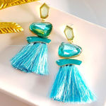 ZARA New!  Bold Blue Tassel Earrings Photo 0