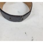 Vintage Mens Belt 36/90 Black Genuine Leather Ostrich Gold Box Frame Buckle Photo 15