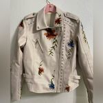 Beautiful leather and embroidered jacket Cream women’s size s Photo 0