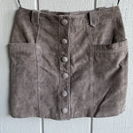 Free People BLANK NYC x Suede Leather Button Front Mini Skirt in Gray Size 25 Photo 0