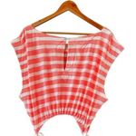 Anthropologie Cutout Neon Coral Striped Romper Size XL NEW Beach Summercore Photo 4