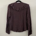 Madewell Burgundy Plaid Ruffle-Front Top Size Large Photo 1