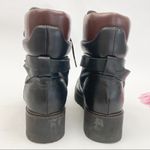 ZARA  Woman Leather Mountain Hiking Lace Up Combat Ankle Boots: Black/Brown Photo 7