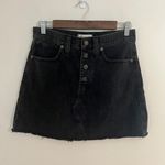 Madewell  Rigid Denim A-Line Button Fly Black Denim Mini Skirt Size 27 Photo 0