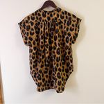 Muche Muchette Brown Leopard Print Blouse NEW One Size Short Sleeves Tan Photo 7