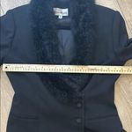 Vintage Karen Nicole New York 100% Wool Black Blazer with Faux Fur Collar Size 6 Photo 4