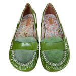 Miz Mooz  Elite Slip On Loafer Green Suede Patent Leather size 7 Comfort Floral Photo 6