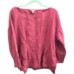 Eileen Fisher  DUSTY ROSE LINEN PINTUCK BLOUSE Photo 0