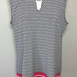Jones New York NWT Signature Tank Top Sleeveless Keyhole Black White Pink Large Photo 0