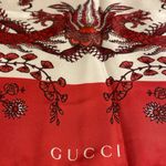Gucci Red and White Dragon Silk Scarf Photo 2