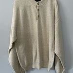 Unique Vintage VTG Milford Knit Henley Button Woven Sweater Cream Beige Oversized Hippie Size L Photo 0