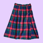 Vintage 80s / 90s Red and Green Plaid Christmas Kilt Wrap Skirt 🔥 Size 12 Photo 0
